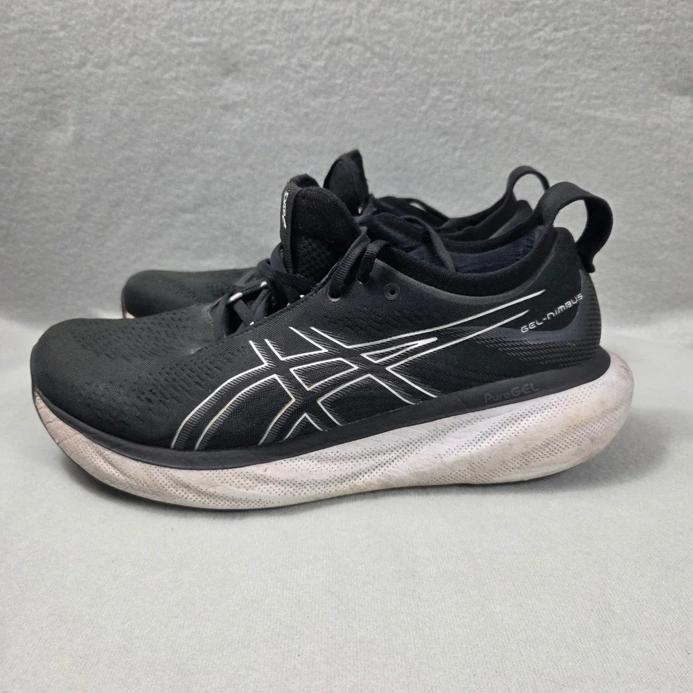 Asics Gel-Nimbus 25 Black White Extra Wide 4E Running Shoes 1011B618 Mens 10.5